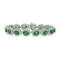 11.85 Ct.Tw.Total Carat Weight Emerald Natural Diamond Bracelet, 14K White Gold Video