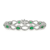 2.24 Ct.Tw. Emerald Natural Diamond Tennis/Line Bracelet, 18K White Gold Video