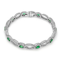 2.24 Ct.Tw. Emerald Natural Diamond Tennis/Line Bracelet, 18K White Gold Image