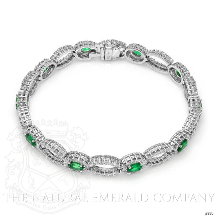 2.24 Ct.Tw. Emerald Natural Diamond Tennis/Line Bracelet, 18K White Gold