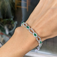 2.24 Ct.Tw. Emerald Natural Diamond Tennis/Line Bracelet, 18K White Gold Life Style