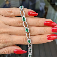 2.24 Ct.Tw. Emerald Natural Diamond Tennis/Line Bracelet, 18K White Gold Life Style