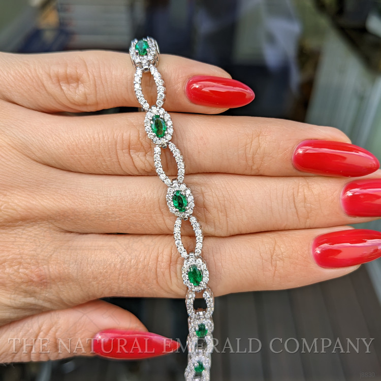 2.24 Ct.Tw. Emerald Natural Diamond Tennis/Line Bracelet, 18K White Gold