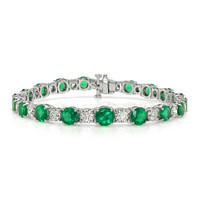 9.65 Ct.Tw. Emerald Natural Diamond Tennis/Line Bracelet, 18K White Gold Video