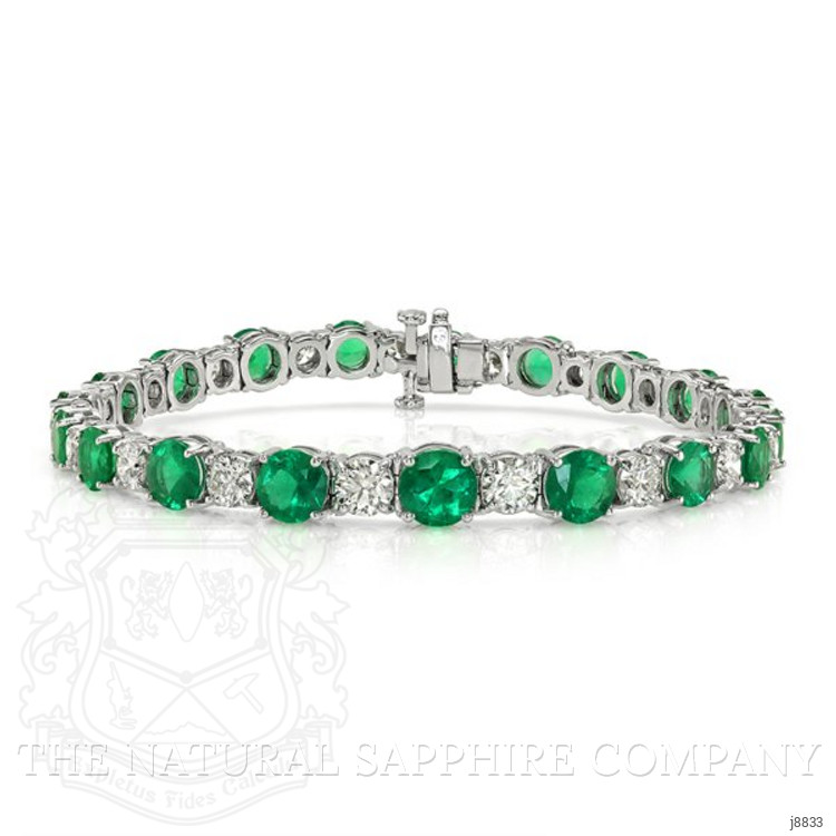 9.65 Ct.Tw. Emerald Natural Diamond Tennis/Line Bracelet, 18K White Gold