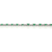 9.65 Ct.Tw. Emerald Natural Diamond Tennis/Line Bracelet, 18K White Gold Image