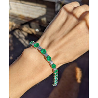 9.65 Ct.Tw. Emerald Natural Diamond Tennis/Line Bracelet, 18K White Gold Life Style