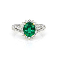 1.62 Ct. Emerald Natural Diamond Ring, 18K White & Yellow Video