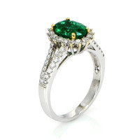 1.62 Ct. Emerald Natural Diamond Ring, 18K White & Yellow Image