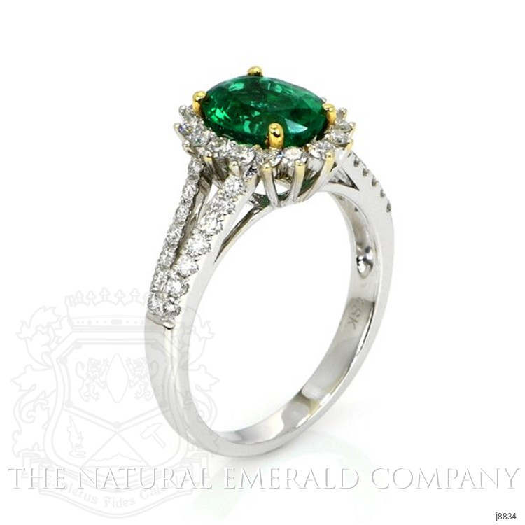 1.62 Ct. Emerald and Natural Diamond Ring, 18K White & Yellow