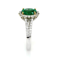 1.62 Ct. Emerald Natural Diamond Ring, 18K White & Yellow Image