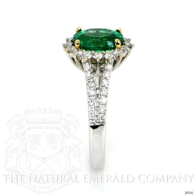 1.62 Ct. Emerald and Natural Diamond Ring, 18K White & Yellow