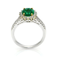 1.62 Ct. Emerald Natural Diamond Ring, 18K White & Yellow Image