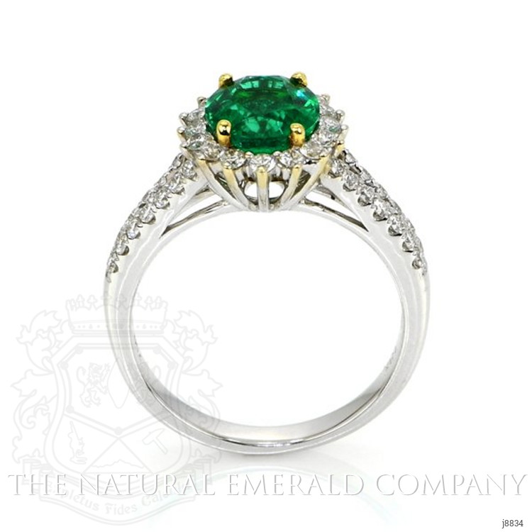 1.62 Ct. Emerald and Natural Diamond Ring, 18K White & Yellow