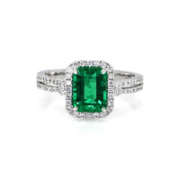 1.50 Ct. Emerald Natural Diamond Pave Ring, 18K White Gold Video