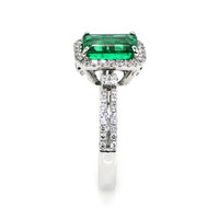 1.50 Ct. Emerald Natural Diamond Pave Ring, 18K White Gold Image
