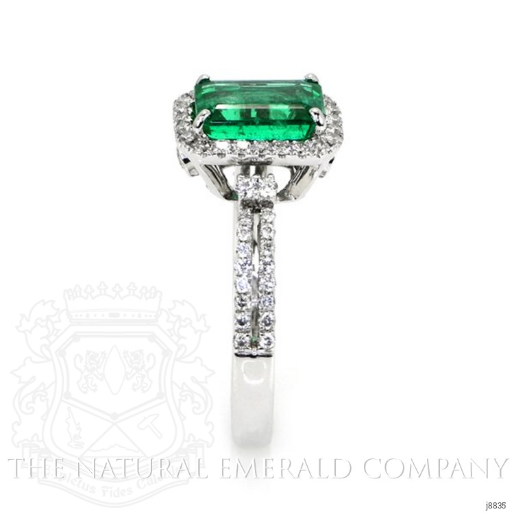 1.50 Ct. Emerald Natural Diamond Pave Ring, 18K White Gold
