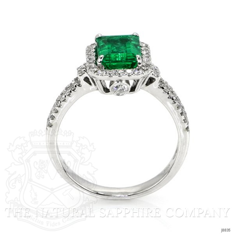 1.50 Ct. Emerald Natural Diamond Pave Ring, 18K White Gold