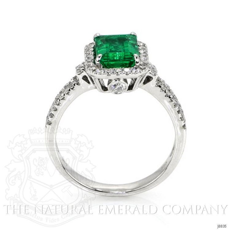 1.50 Ct. Emerald Natural Diamond Pave Ring, 18K White Gold