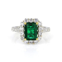 1.92 Ct. Emerald Natural Diamond Ring, 18K White & Yellow Video