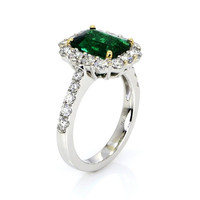 1.92 Ct. Emerald Natural Diamond Ring, 18K White & Yellow Image