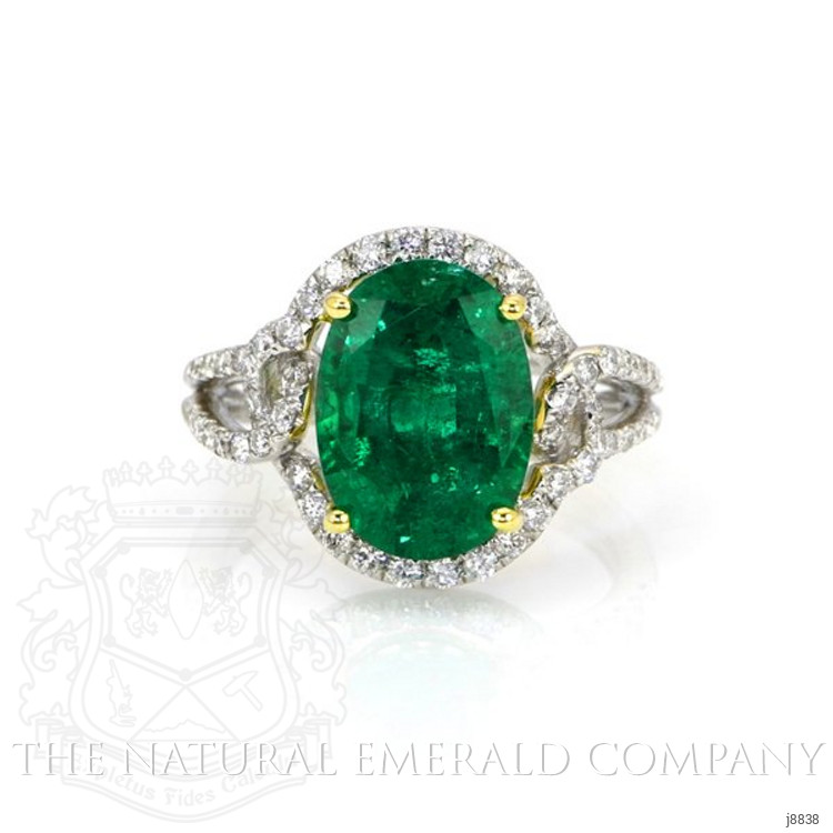 4.73 Ct. Emerald Natural Diamond Ring, 18K White & Yellow