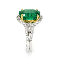 4.73 Ct. Emerald Natural Diamond Ring, 18K White & Yellow Image