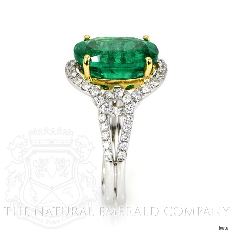 4.73 Ct. Emerald Natural Diamond Ring, 18K White & Yellow