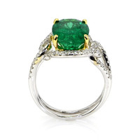4.73 Ct. Emerald Natural Diamond Ring, 18K White & Yellow Image