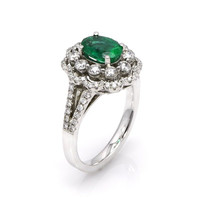 1.25 Ct. Emerald Natural Diamond Ring, 18K White Gold Image