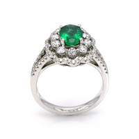 1.25 Ct. Emerald Natural Diamond Ring, 18K White Gold Image