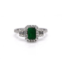 1.10 Ct. Emerald Natural Diamond Ring, 18K White Gold Video
