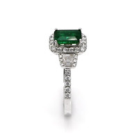 1.10 Ct. Emerald Natural Diamond Ring, 18K White Gold Image