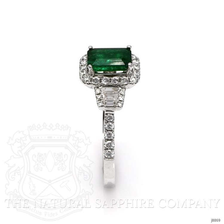 1.10 Ct. Emerald Natural Diamond Ring, 18K White Gold