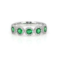 0.54 Ct. Emerald and Diamond Ring - 18K White Gold Video