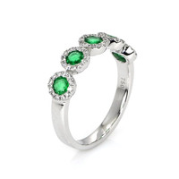 0.54 Ct. Emerald and Diamond Ring - 18K White Gold Image