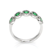 0.54 Ct. Emerald Natural Diamond Pave Ring, 18K White Gold Image