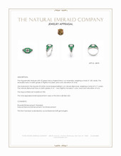 2.49 Ct.Tw.Total Carat Weight Emerald and Natural Diamond Antique Style Ring, Platinum 950 Appraisal