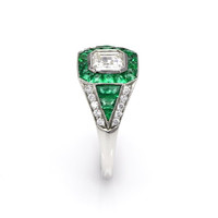 2.49 Ct. Emerald Natural Diamond Antique Style Ring, Platinum 950 Image