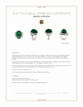 22.78 Ct. Emerald and Natural Diamond Three Stone Ring, Platinum 950 Appraisal