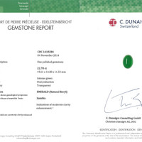 22.78 Ct. Emerald Natural Diamond Three Stone Ring, Platinum 950 Scan Report