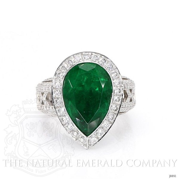 6.33 Ct. Emerald Natural Diamond Pave Ring, Platinum 950