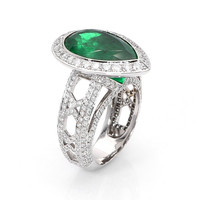 6.33 Ct. Emerald and Diamond Ring, Platinum 950 Image