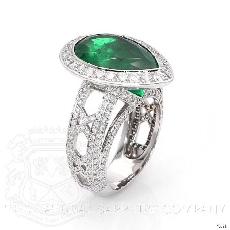 6.33 Ct. Emerald and Natural Diamond Pave Ring, Platinum 950