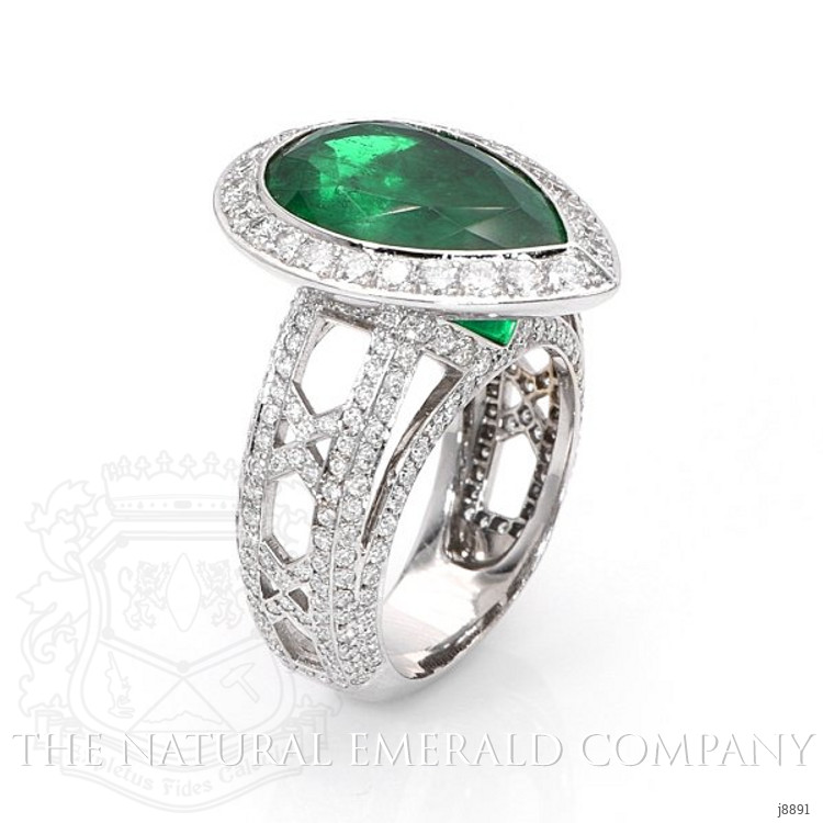 6.33 Ct. Emerald Natural Diamond Pave Ring, Platinum 950