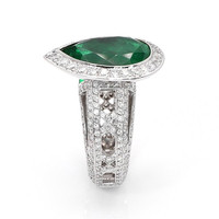 6.33 Ct. Emerald and Diamond Ring, Platinum 950 Image