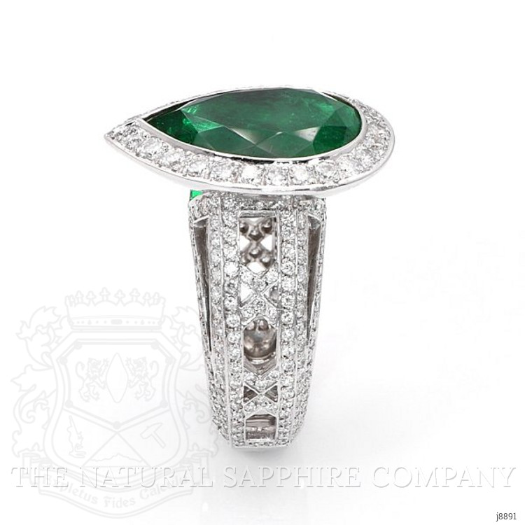 6.33 Ct. Emerald and Natural Diamond Pave Ring, Platinum 950