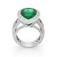 6.33 Ct. Emerald and Diamond Ring, Platinum 950 Image