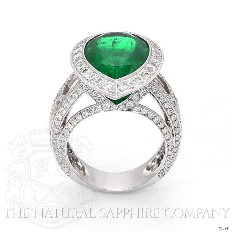6.33 Ct. Emerald and Natural Diamond Pave Ring, Platinum 950