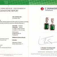 17.71&nbsp;Ct.Tw.Total Carat Weight Emerald and Natural Diamond Pave Earrings, Platinum & 18K Yellow Scan Report